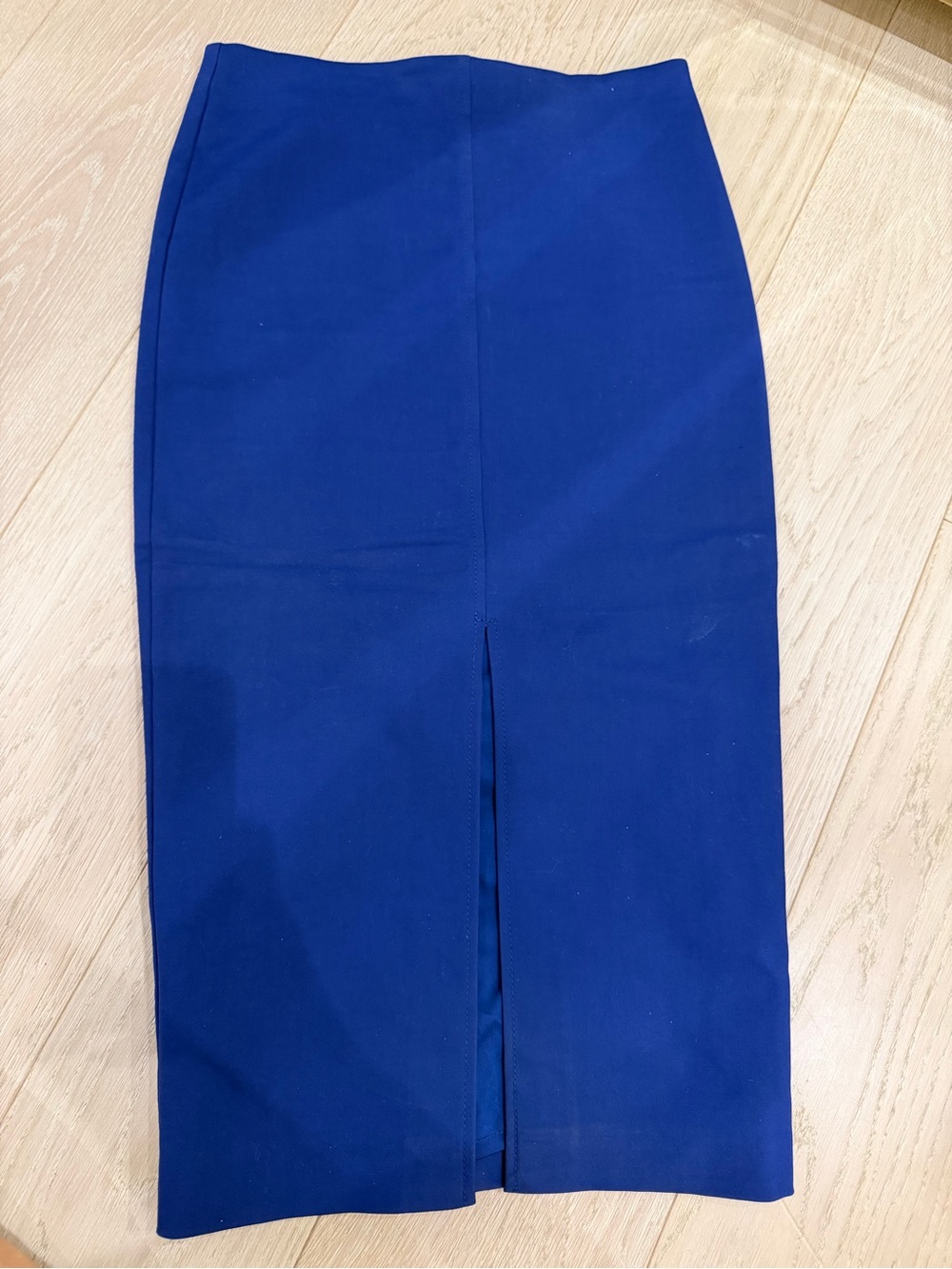 Marciano women’s royal blue pencil skirt with Front Slit and gold zipper Sz 4